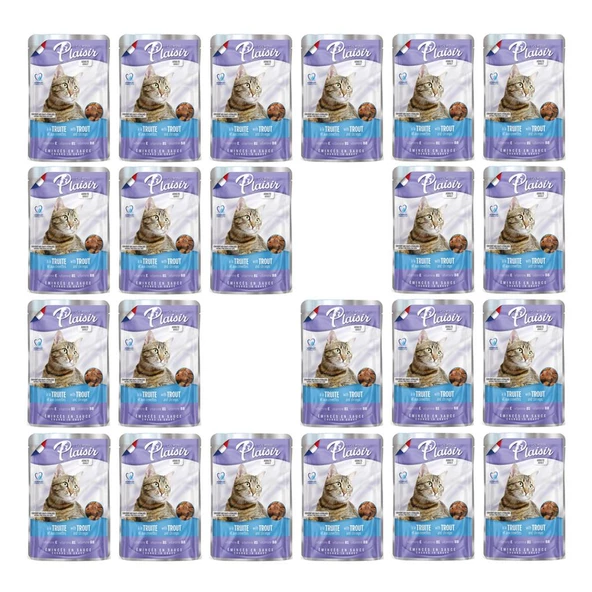 Plaisir 100Gr Pouch Trout and Shrimps Alabalık Karides Etli 22Adet Kedi Maması ürün görseli 1