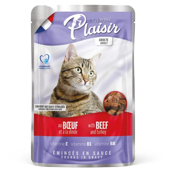 Plaisir 100Gr Pouch Beef and Dinde Sığır Hindi Etli 1Adet Kedi Maması ürün görseli 1