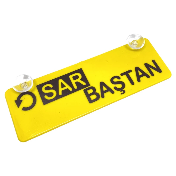 Sar Baştan Yazılı Sarı Dekor Plaka Vantuzlu Cam Süsü 22x7.5cm ürün görseli 1