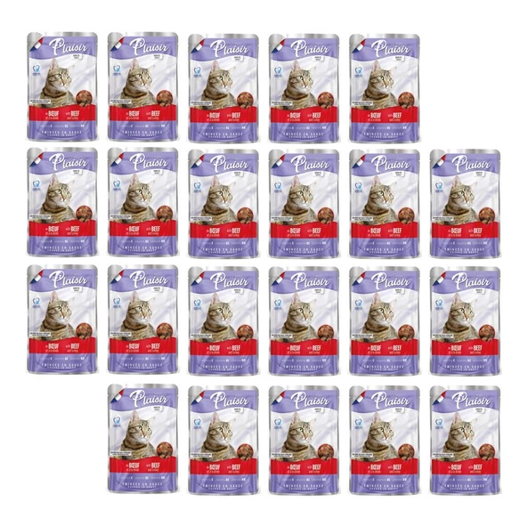Plaisir 100Gr Pouch Beef and Dinde Sığır Hindi Etli 22Adet Kedi Maması ürün görseli 1