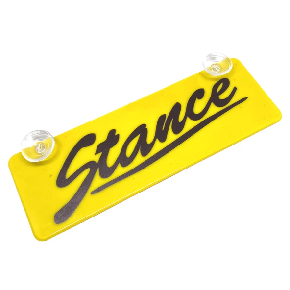 Stance Yazılı Sarı Dekor Plaka Vantuzlu Cam Süsü 22x7.5cm ürün görseli 1