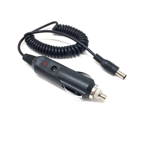 Spiral Kablolu Sigortalı Oto Çakmak Fişi Adaptörü 5.5x2.5mm Uçlu 2A 1.3m ürün görseli 1