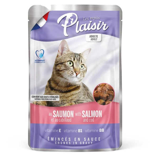 Plaisir 100Gr Pouch Salmon and Cod Somon Morina Etli 1Adet Kedi Maması ürün görseli 1