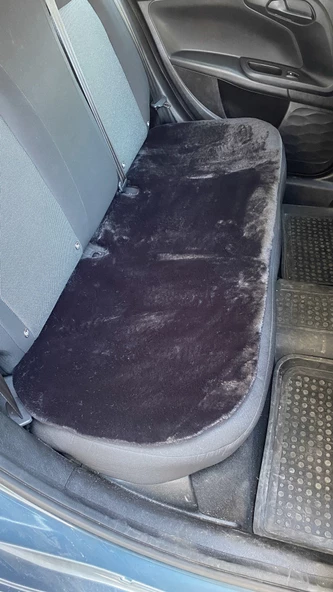 Yumuşak Tüylü Peluş Serme Oto Koltuk Koruyucu Minder Arka Siyah ürün görseli 1