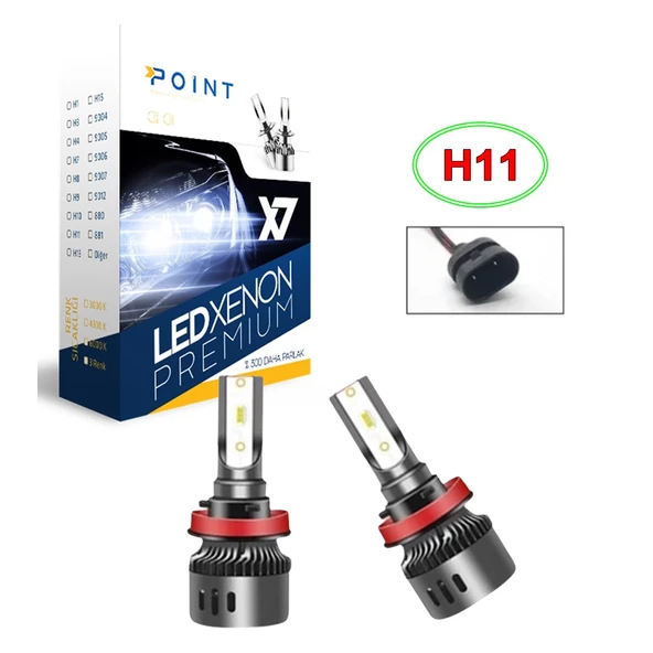 X7 Premium Led Xenon H11 Mini Slim Şimşek Etkili Garantili Beyaz ürün görseli 1