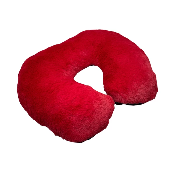 Yumuşak Peluşlu Seyahat Boyun Yastığı Kırmızı ürün görseli 1