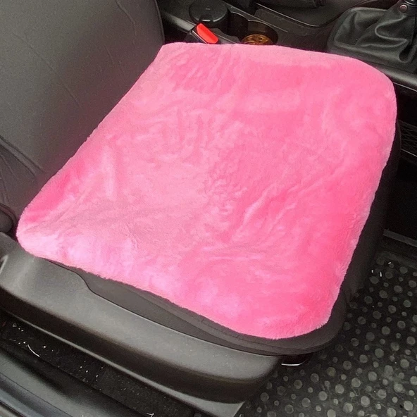 Yumuşak Tüylü Peluş Serme Oto Koltuk Koruyucu Minder Ön Tekli Şeker Pembe ürün görseli 1