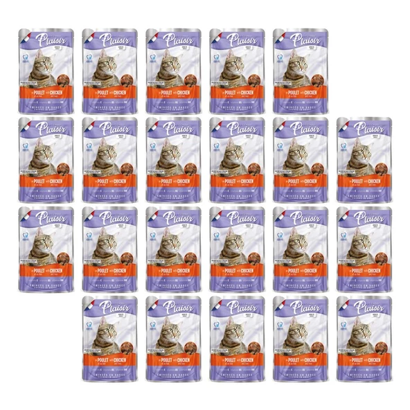 Plaisir 100Gr Pouch Chicken and Liver Tavuk Etli Ciğerli 22Adet Kedi Maması ürün görseli 1