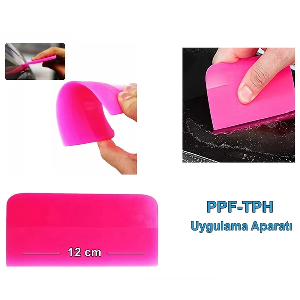 PPF/TPH Silikon Çekçek Ragle Cam Filmi Çekme Uygulama Aparatı Pembe 12x7.5cm ürün görseli 1