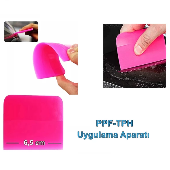 PPF/TPH Silikon Çekçek Ragle Cam Filmi Çekme Uygulama Aparatı Pembe 6x7.5cm ürün görseli 1