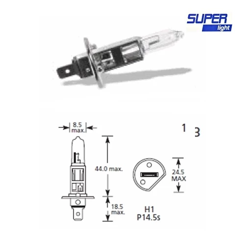 Super Light H1 Halojen Far Ampülü 12 Volt 60-55 Watt ürün görseli 1