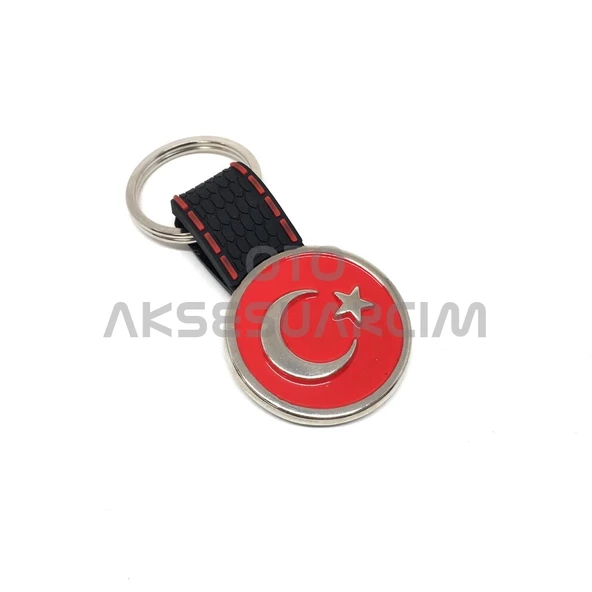 Türk Bayrağı Silikon Luxury Metal Oto Anahtarlık Siyah ürün görseli 1