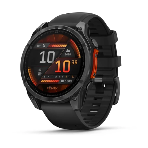 Garmin Fenix 8 - 47 mm AMOLED - Slate Gri Siyah Silikon Kayışlı ürün görseli 1