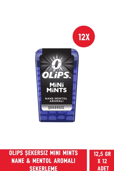 Olips Mini Mints Şekersiz Nane & Mentol Aromalı Şekerleme 12,5 gr - 12 Adet ürün görseli 1