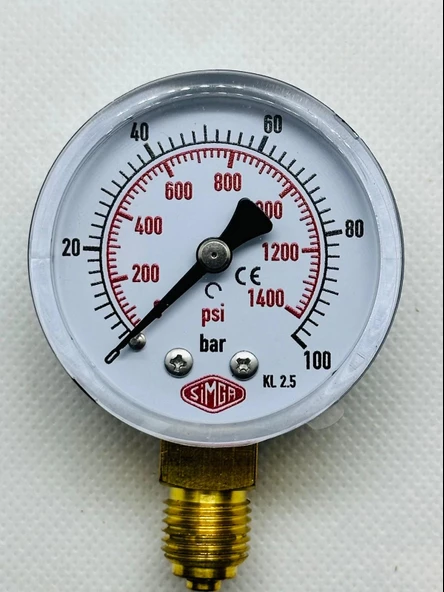 Q 52 - 0 - 100 BAR 1/4 ALT ÇIKIŞLI KURU TİP MANOMETRE ürün görseli 1