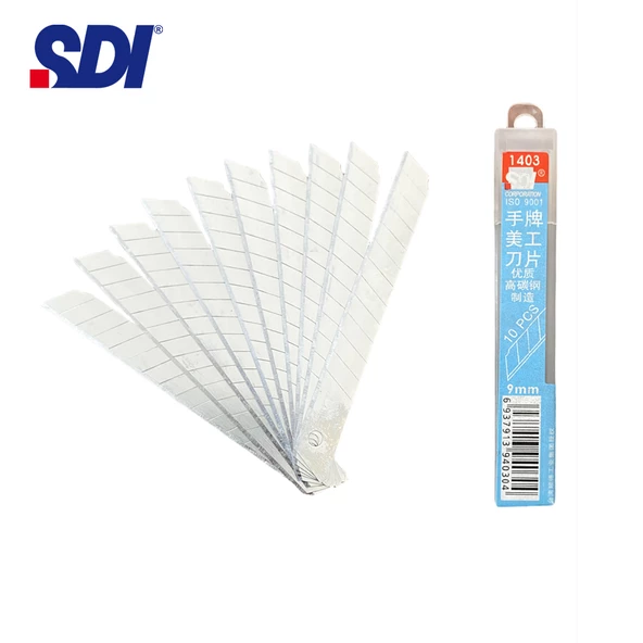 SDI 1403 Çelik Maket Bıçağı Falçata Ucu Yedeği 9mm 60 Derece Küçük 10'lu ürün görseli 1