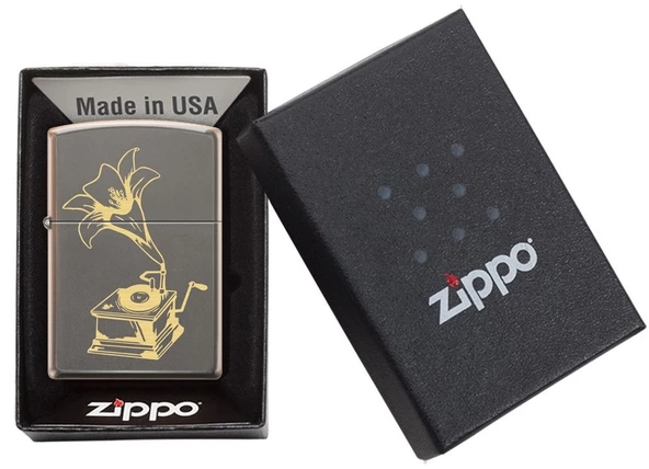 Zippo Rustic Bronze Record Player Dizayn Çakmak - Resim 2