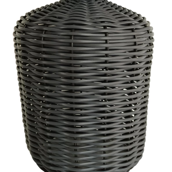 Luty Antrasit Plastik Rattan Abajur - Resim 3