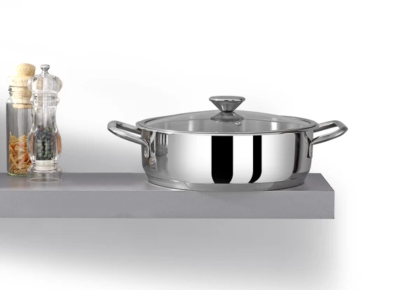 Bonera Omega 26cm Tekli Karnıyarık Paslanmaz Çelik Tencere ürün görseli 1