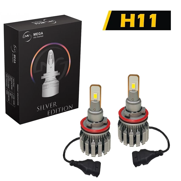 Mega Oto Market Slim Led Silver Edition Xenon Far Lambası Beyaz Renk 2S H11 Soket ile Uyumlu ürün görseli 1