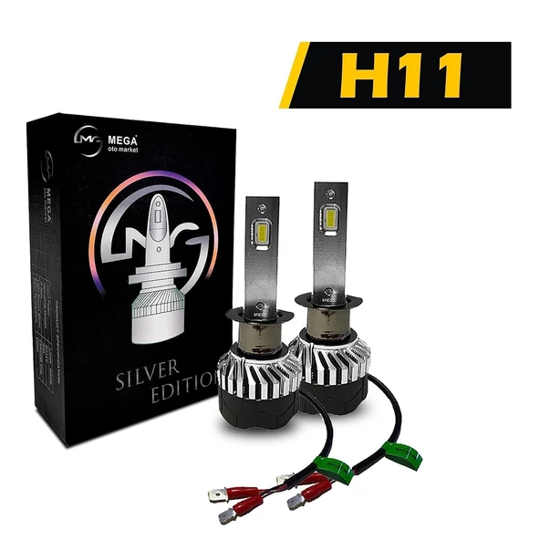 Mega Oto Market Slim Led Silver Edition Xenon Far Lambası Beyaz Renk CSP H11 Soket ile Uyumlu ürün görseli 1