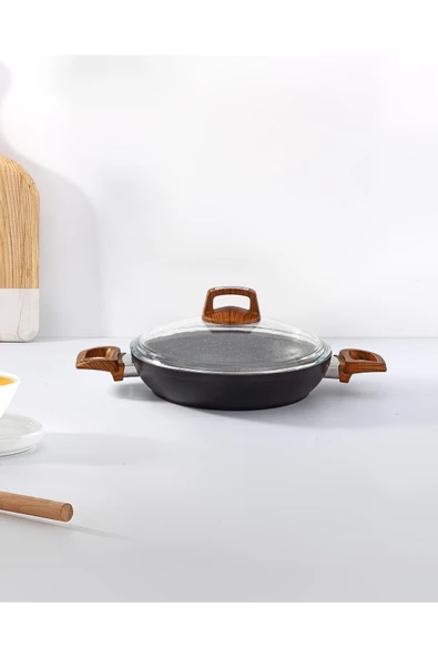 Bonera Vogue 20cm Ahşap Kulp Detaylı Granit Tekli Sahan ürün görseli 1