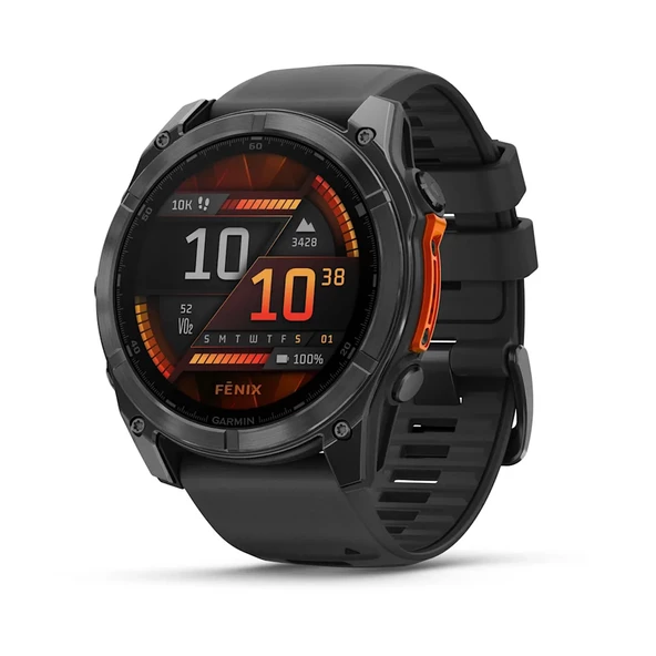 Garmin Fenix 8 – 51mm AMOLED Slate Gri, Siyah Silikon Kayışlı ürün görseli 1