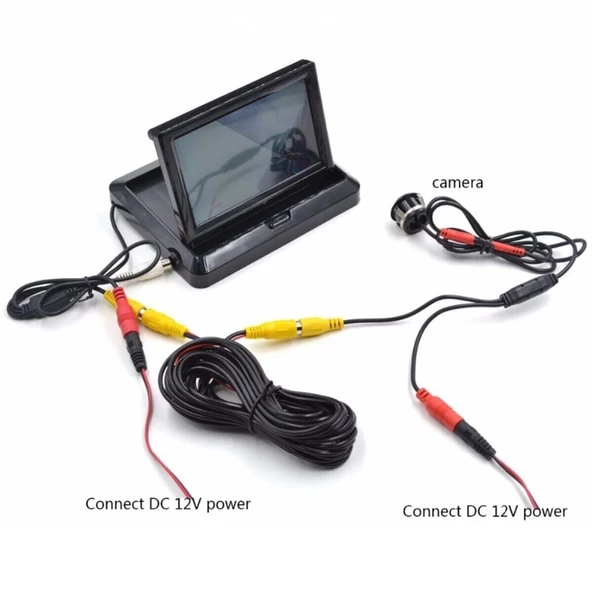 Katlanır 4,3" Lcd Ekran ve Geri Vites Park Kamerası ürün görseli 1