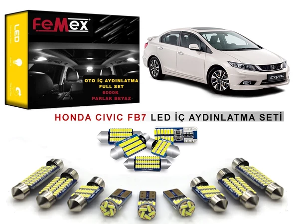 Honda Civic FB7 2012 Model LED İç Aydınlatma Ampul Seti FEMEX Parlak Beyaz ürün görseli 1