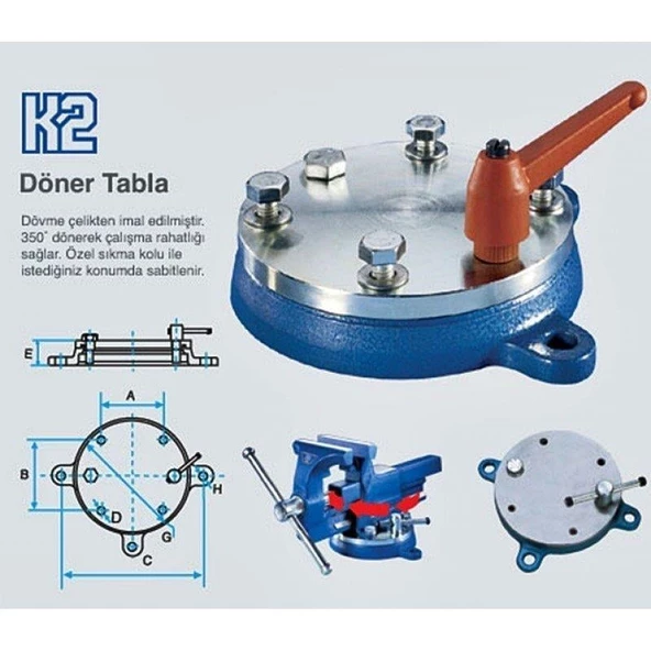 Kanca K2 Döner Tabla 180 mm - Resim 2