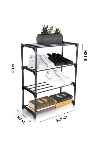 Çok Amaçlı Raf - 4 Katlı Metal Ayakkabılık - Organizer - Kitaplık - Çiçeklik ürün görseli 1