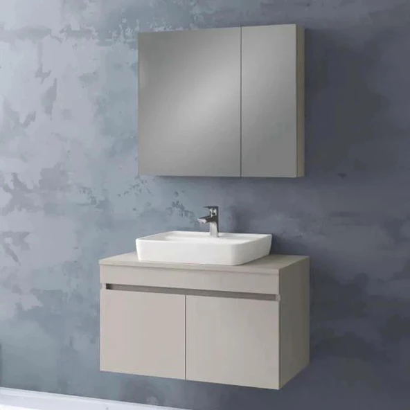 Denko Etna 80 cm MDF Kül Gri Banyo Dolabı Takımı ürün görseli 1