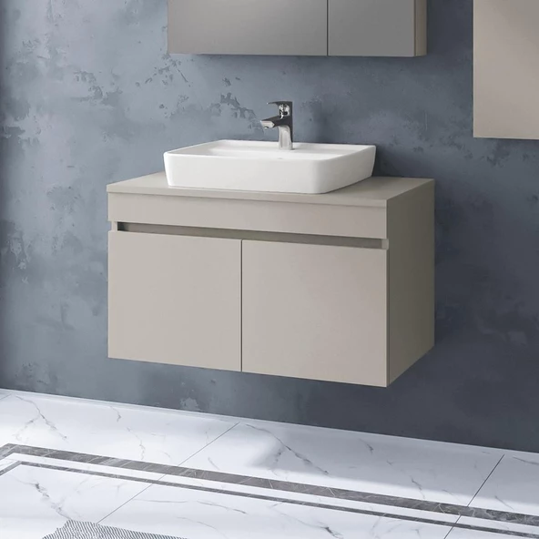 Denko Etna 80 cm MDF Kül Gri Banyo Dolabı Alt Modül, Lavabo ürün görseli 1