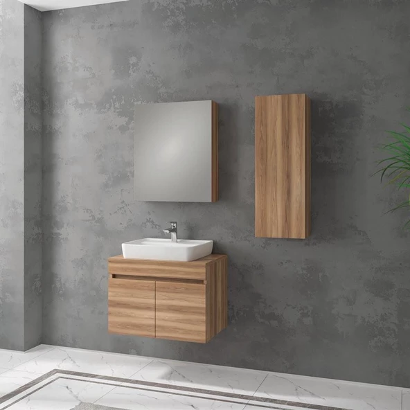 Denko Etna 65 cm MDF Hazar Banyo Dolabı Takımı ve Boy Dolabı ürün görseli 1