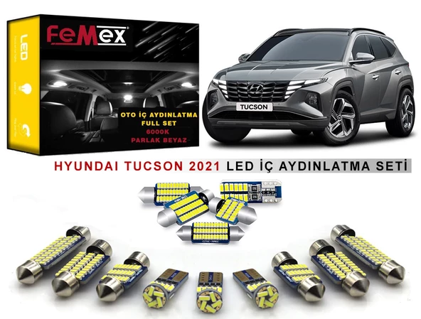 Hyundai Tucson 2021 Sonrası Cam Tavanlı Model LED İç Aydınlatma Ampul Seti FEMEX Parlak Beyaz ürün görseli 1