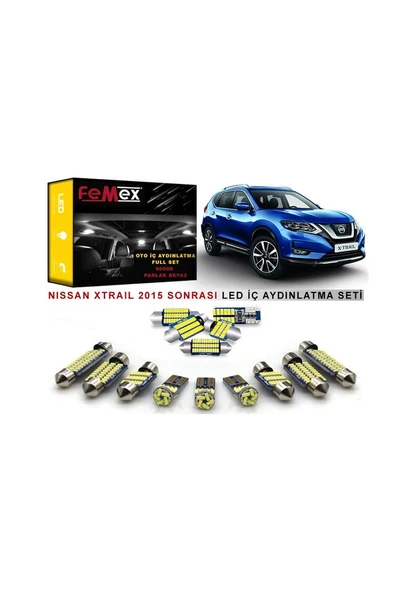 Nissan Xtrail 2015 Sonrası Cam Tavanlı LED İç Aydınlatma Ampul Seti FEMEX Parlak Beyaz ürün görseli 1