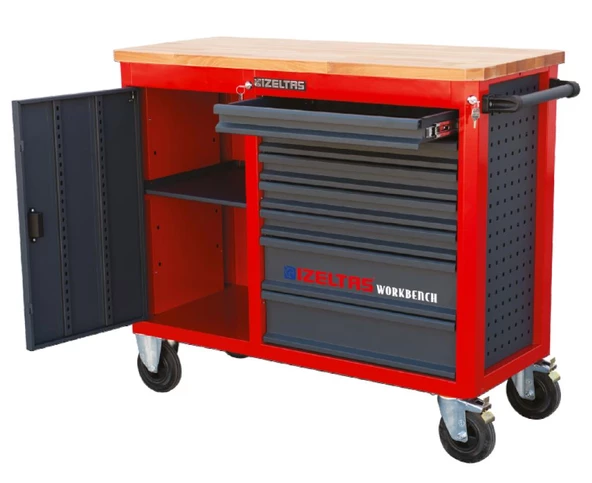 İzeltaş Takım Dolabı Ahşap Üst Tablalı Workbench (7 Çekmeceli) ürün görseli 1