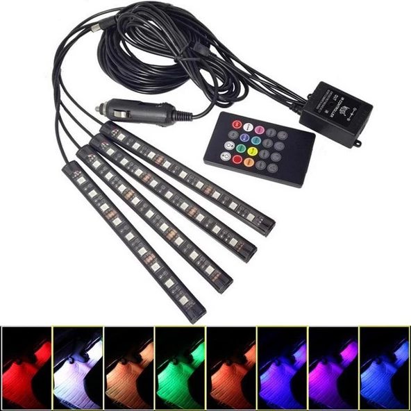 Ayak Altı Led RGB Müziğe Duyarlı Kumandanlı 12 Led 22cm ürün görseli 1