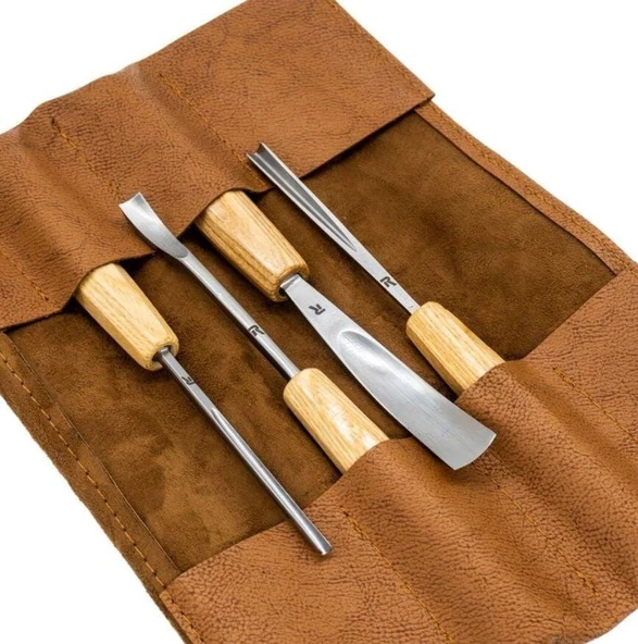 Rox Wood 0127 Deri Çantalı Premium İskarpela Seti 4 Parça ürün görseli 1