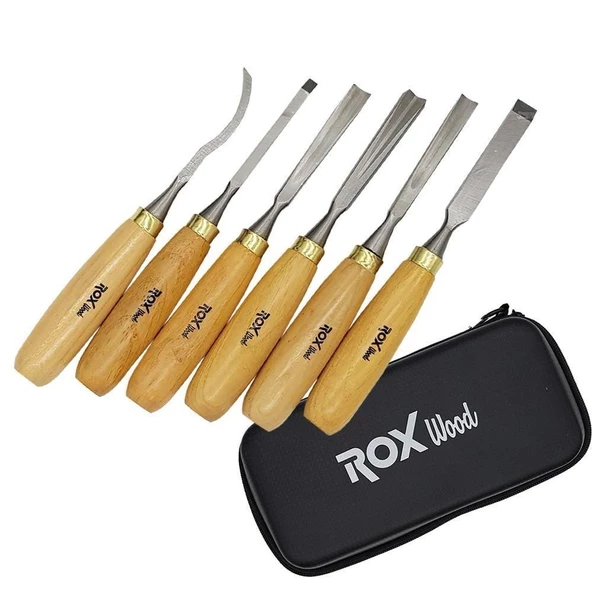ROX Wood Ahşap Oyma Iskarpela Seti 6 Parça Neopren Çantalı ürün görseli 1