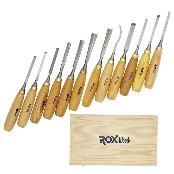 ROX Wood 9092 Ahşap Oyma Iskarpela Seti 12 Parça Ahşap Kutulu ürün görseli 1
