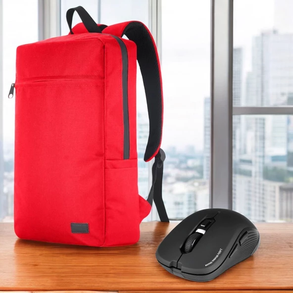 Classone Mila PR-EK102 15,6'Su Geçirmez Kumaş Fermuar Notebook Sırt Çantası+Kablosuz Mouse ürün görseli 1