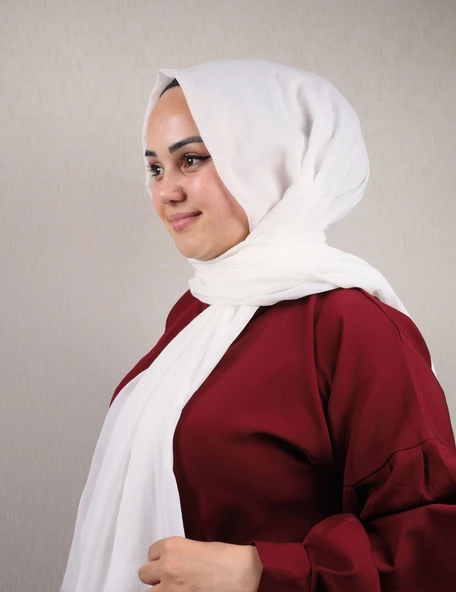 Bonjela Düz Renk Dubai Şal - Desen-01 - Beyaz-56 ürün görseli 1
