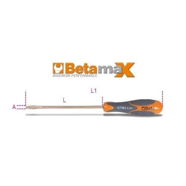 Beta 1270BA Kıvılcım Çıkarmaz Düz Tornavida 8x200mm ürün görseli 1
