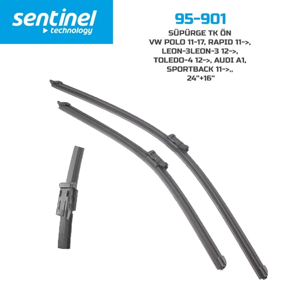 Sentinel Audi A1 Seat Leon 3 Toledo 4 VW Polo 6 Rapid 2011 Orijinal Silecek ürün görseli 1
