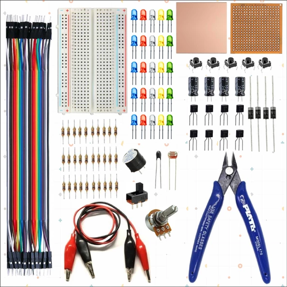 BREADBOARD TEMEL ELEKTRONİK DEVRE SETİ + PLATO YANKESKİ ürün görseli 1