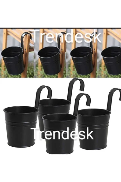 Askılık Ferforje  Siyah Saksı Orta Boy 4 Adet ürün görseli 1