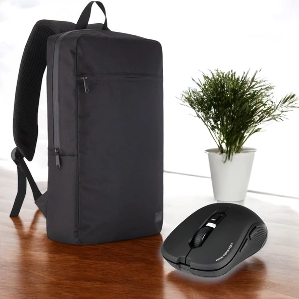 Classone Mila PR-EK100 15,6'Su Geçirmez Kumaş Fermuar Notebook Sırt Çantası+Kablosuz Mouse ürün görseli 1