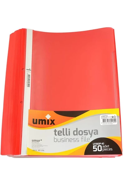 Dağtaş Kırtasiye Umix A4 Telli Dosya 50'li Kırmızı ürün görseli 1