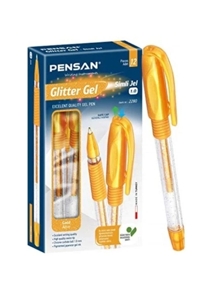 Pensan Glitter Gel Simli Jel Kalem 1.0mm 12'li (1 paket) ürün görseli 1